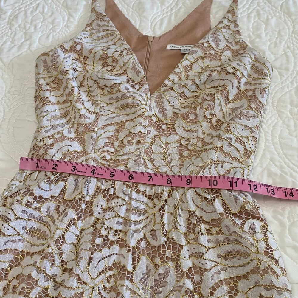 Dress The Population Melina Lace Maxi Dress Ivory Gold Sz XS Wedding Formal Prom - Picture 4 of 12